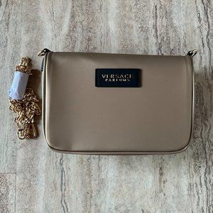 Versace Perfume Champagne Women's Crossbody Handbag with Gold Chain, NWOT